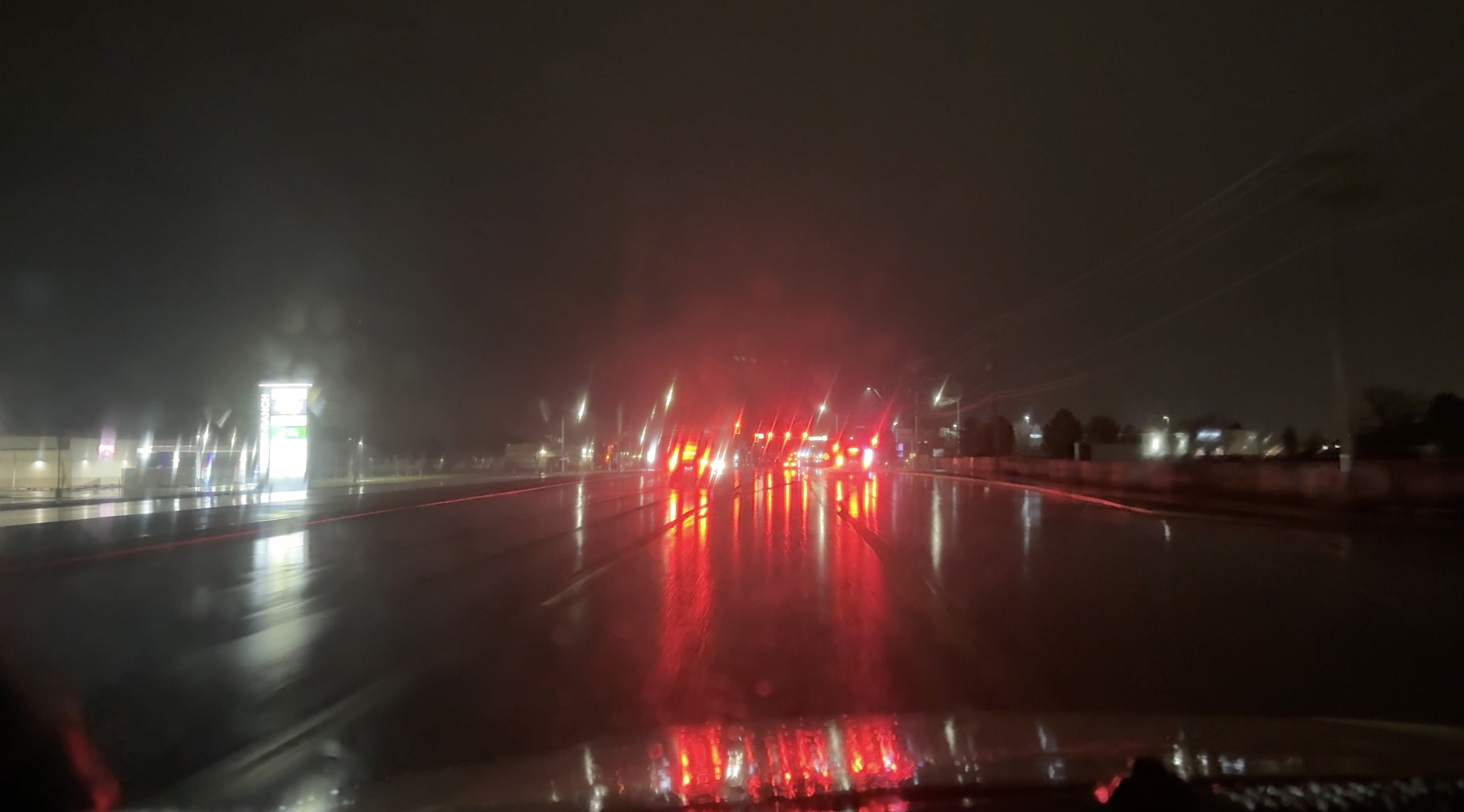 Driving at Night in Caldwell Idaho Showing Road 